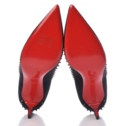 Christian Louboutin Veau Velours Anjalina 85 Pumps 40.5 Black Gun 5 of 14