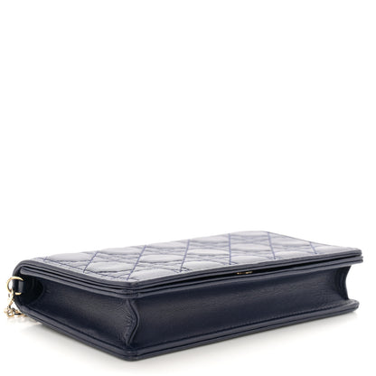 Christian Dior Lambskin Cannage Lady Dior Pouch Navy 4 of 13
