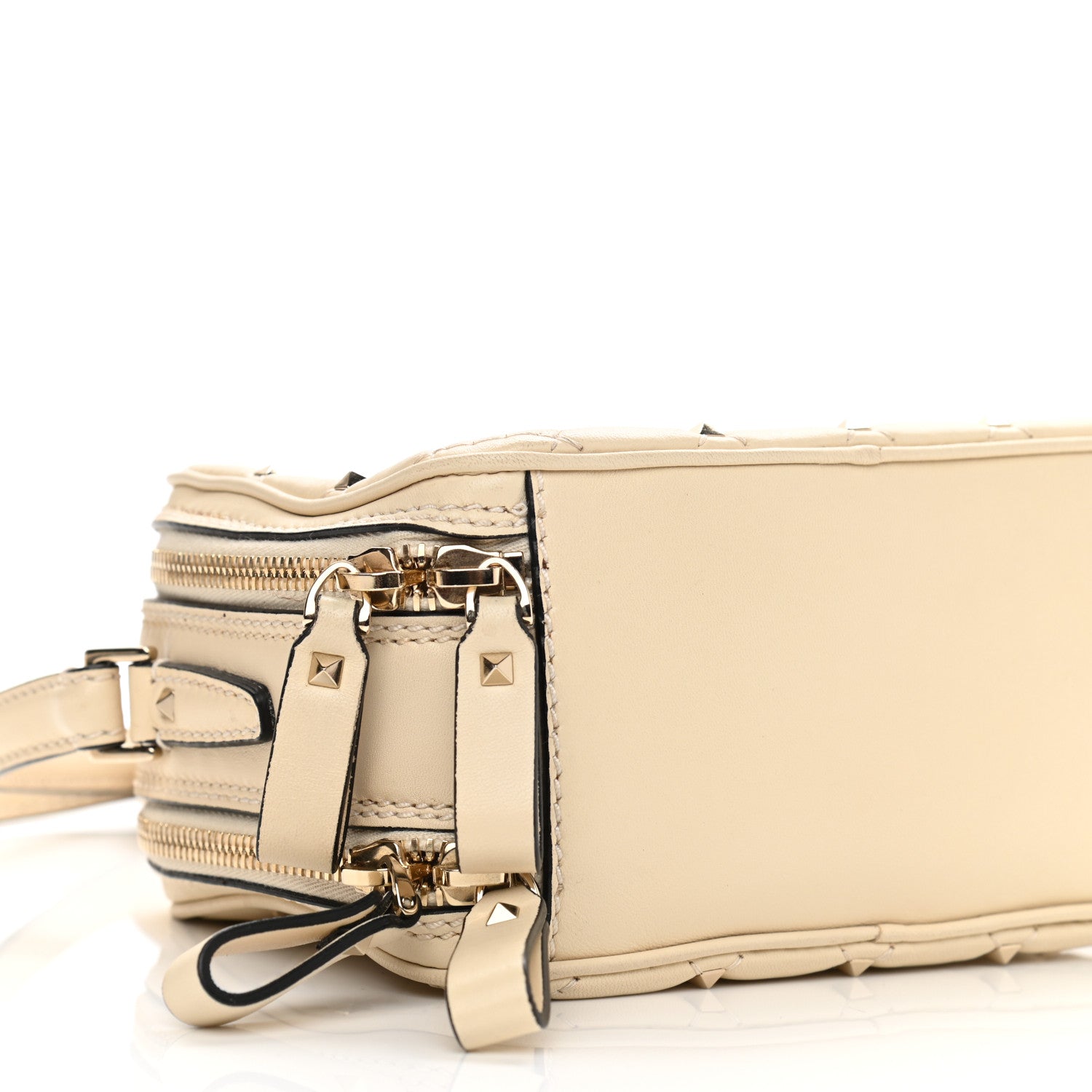 Valentino Garavani Nappa Rockstud Spike Double Zip Camera Crossbody Bag Light Ivory 9 of 16