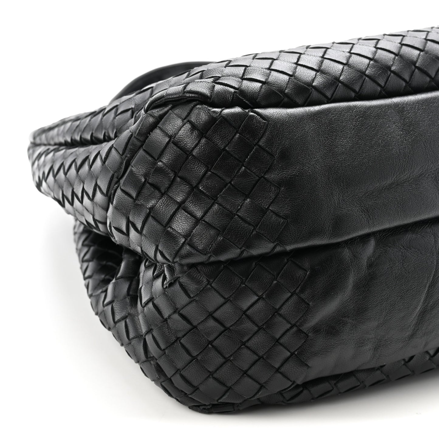 Nappa Intrecciato Medium Campana Shoulder Bag Black