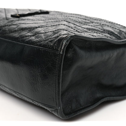 Saint Laurent Crinkled Calfskin Matelasse Monogram Large Niki Shopper Tote Black 10 of 11