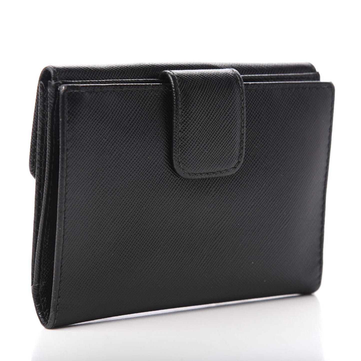 Saffiano Metal Flap Wallet Black