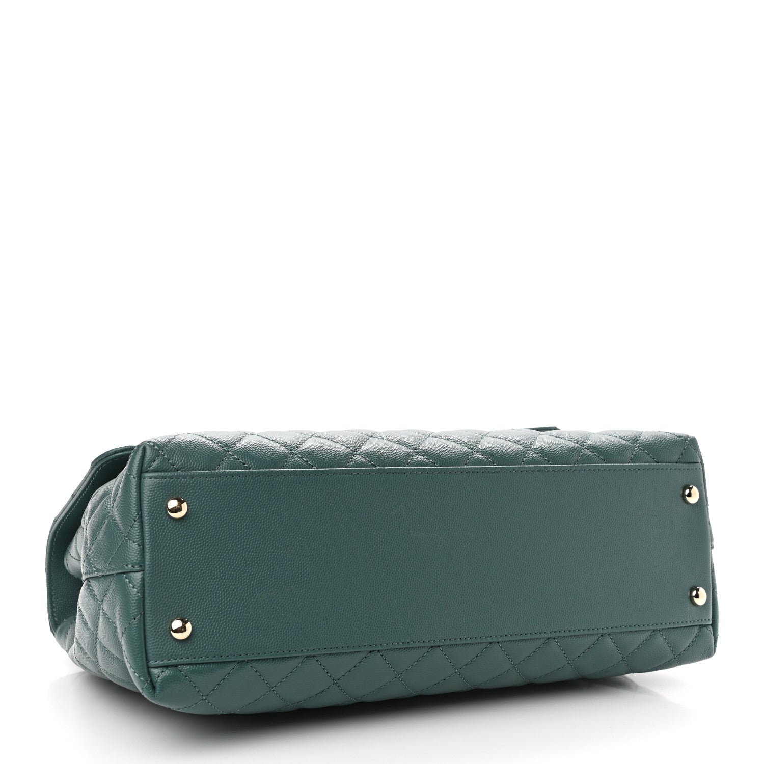 Chanel Caviar Quilted Medium Coco Handle Flap Dark Green 3 of 10