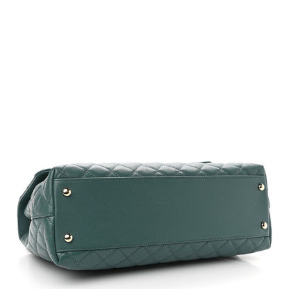 Chanel Caviar Quilted Medium Coco Handle Flap Dark Green 3 of 10