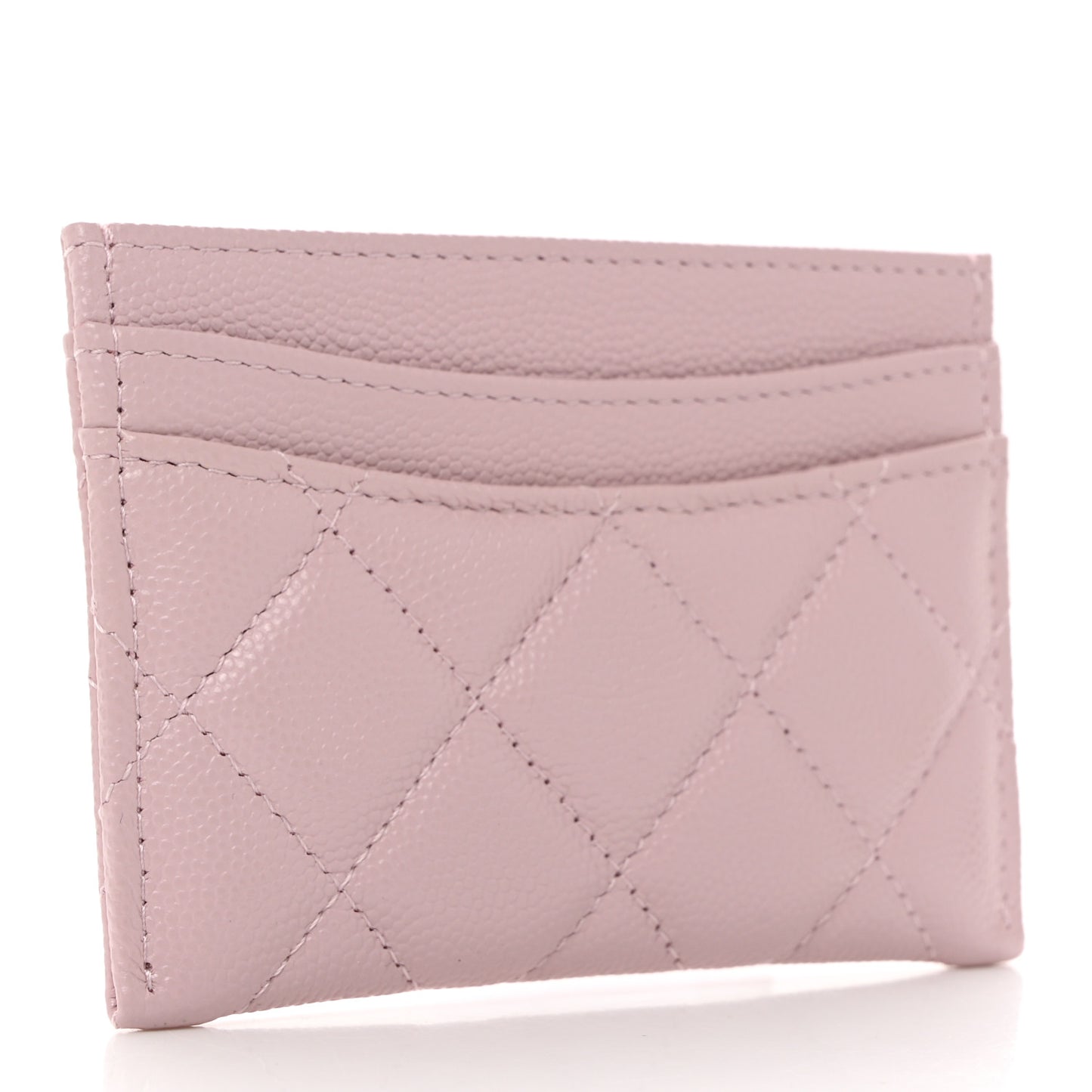 Caviar Quilted Card Holder Light Pink