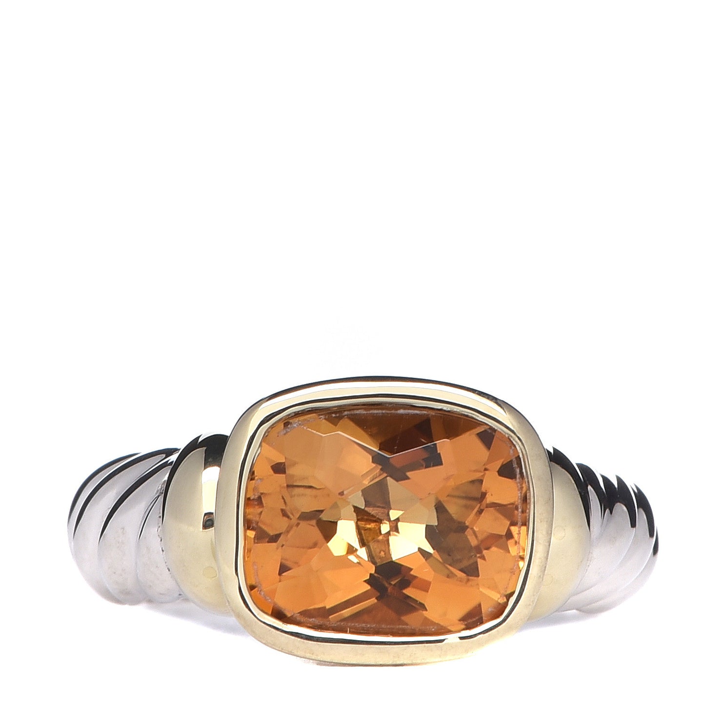 Sterling Silver 14K Yellow Gold Citrine 10mm Noblesse Ring 49 4.25