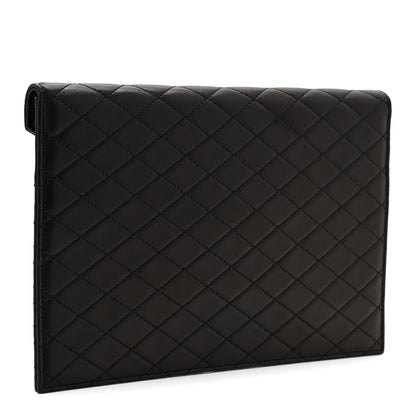 Saint Laurent Lambskin Quilted Double Flap Chain Pouch Black 3 of 8