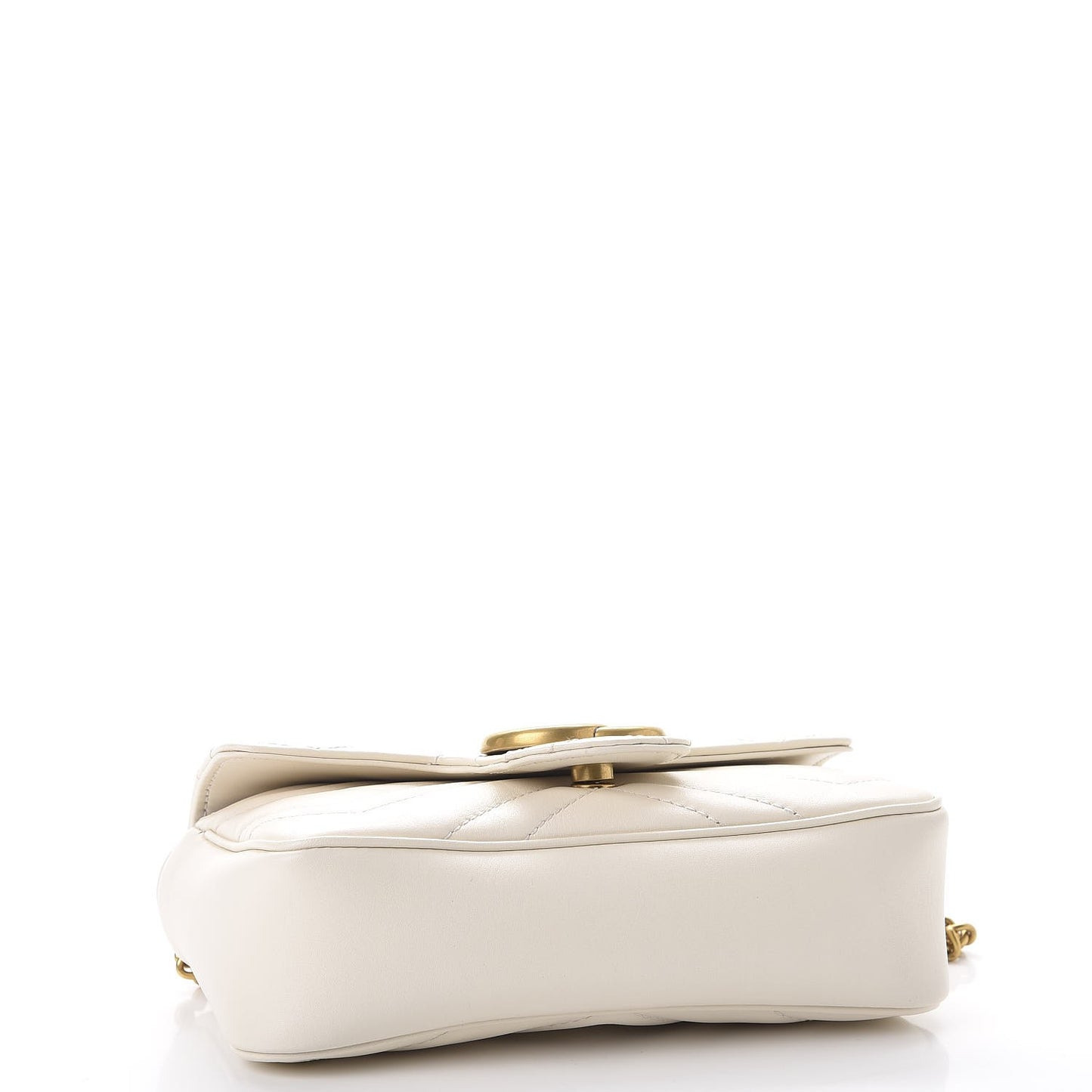 Calfskin Matelasse Super Mini GG Marmont Shoulder Bag White