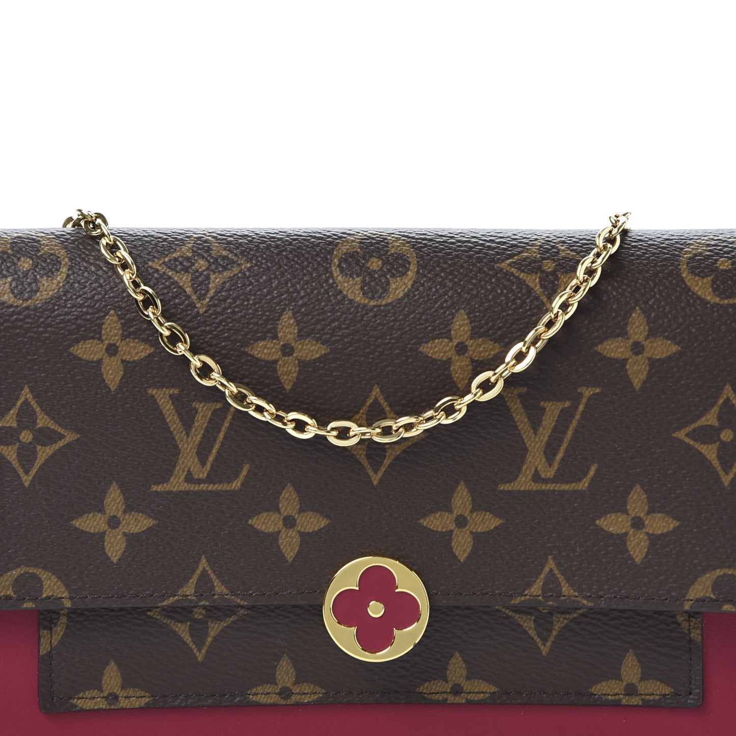 Monogram Flore Chain Wallet Fuchsia