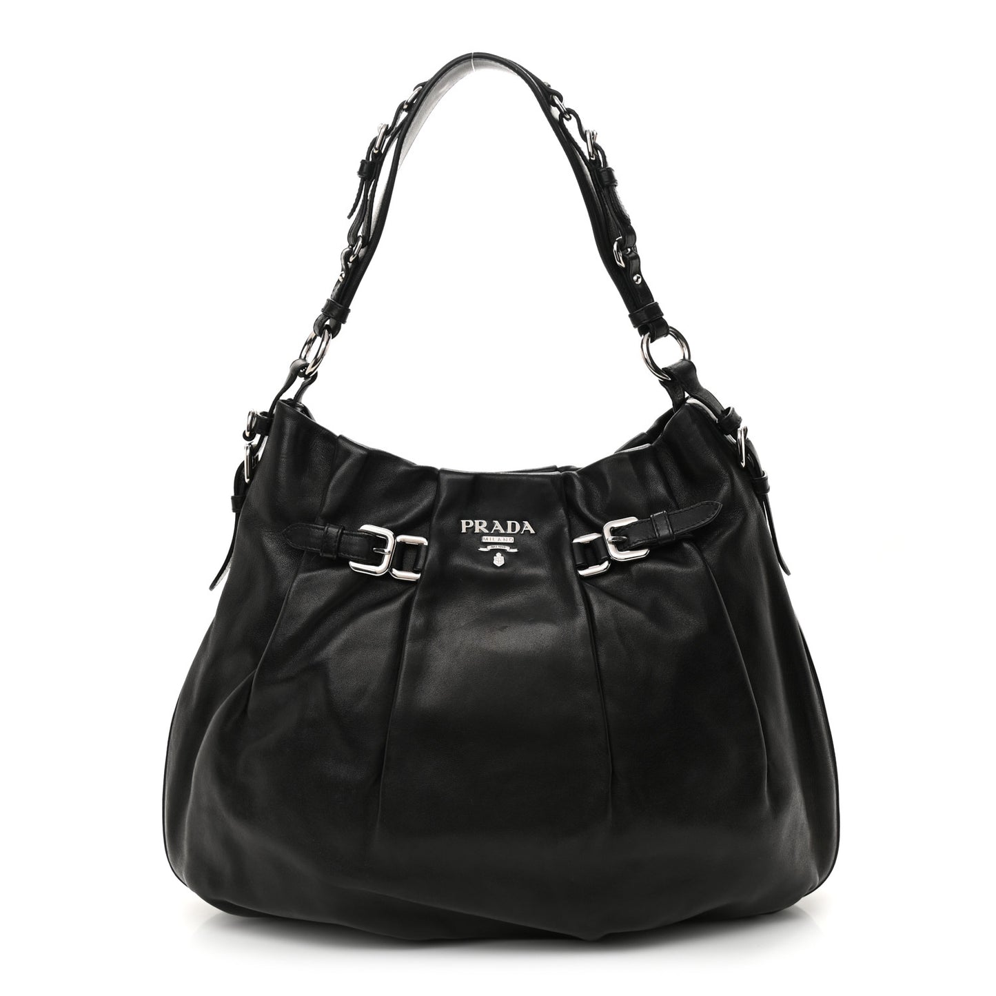 Vitello Daino Soft Shoulder Bag Black