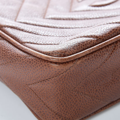 Chanel Caviar Chevron Quilted Tassel Camera Case Brown 10 of 16