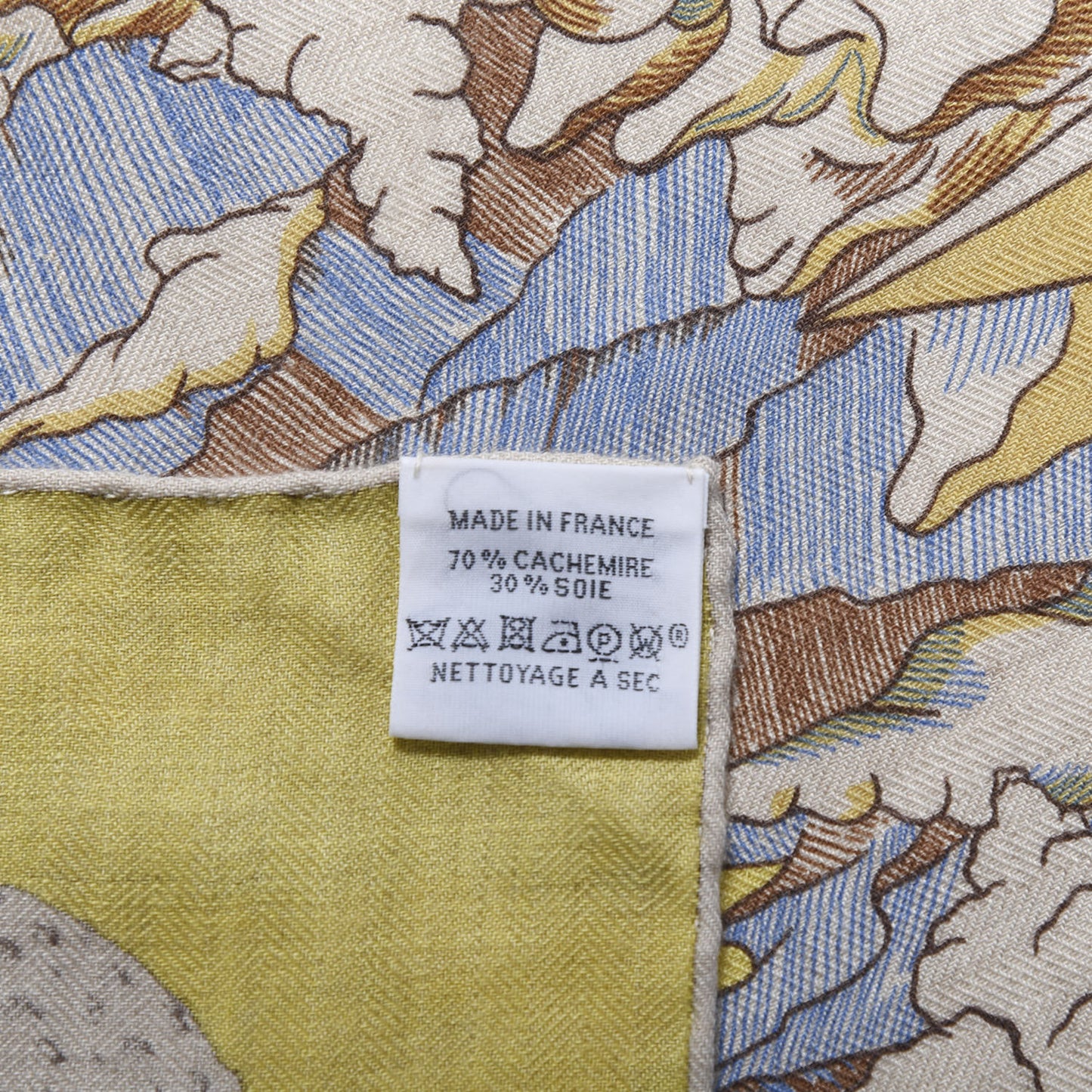 Cashmere Silk Cosmographia Universalis Shawl 140 Naturel Jaune Rose Pale