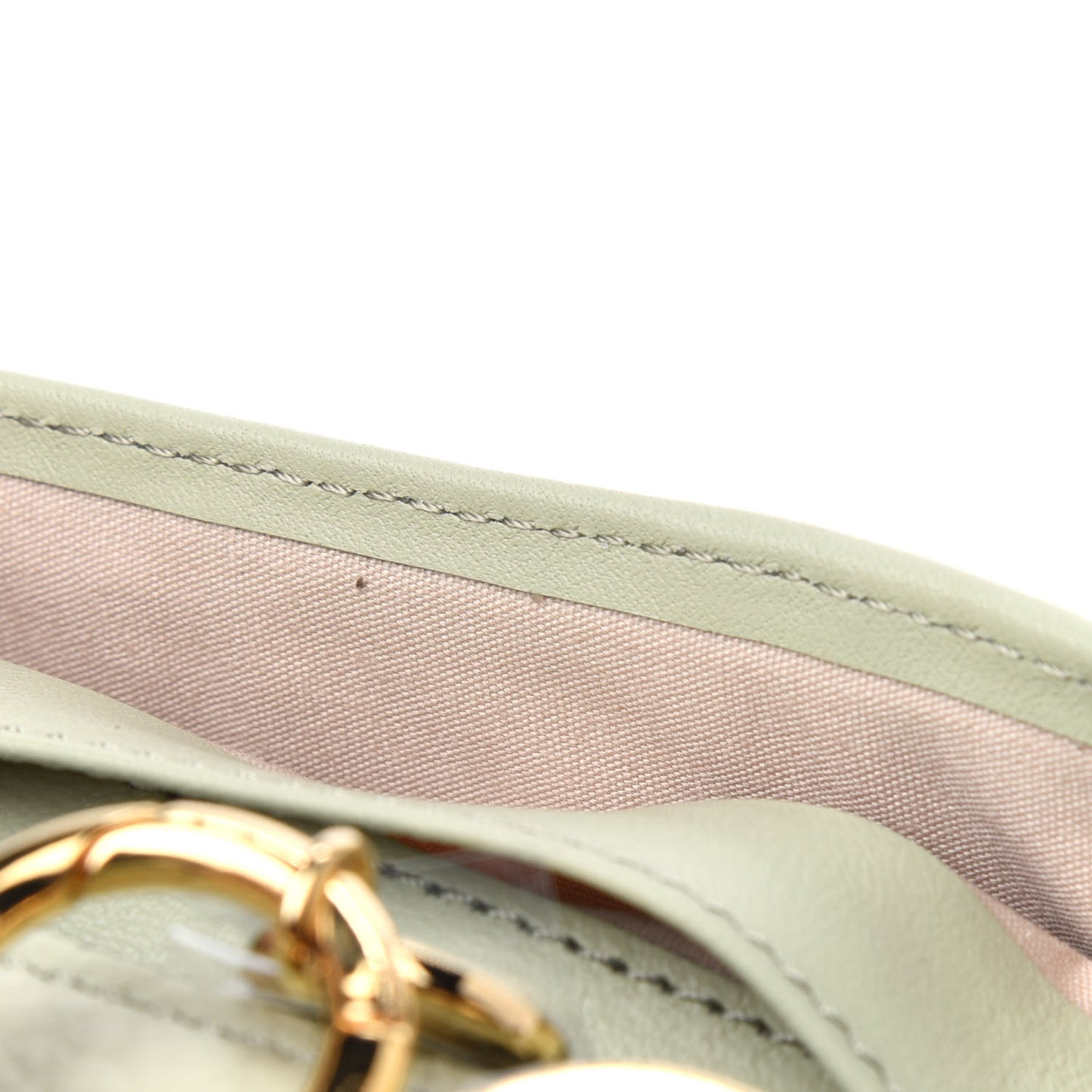 Calfskin Alphabet Compact Wallet Light Eucalyptus