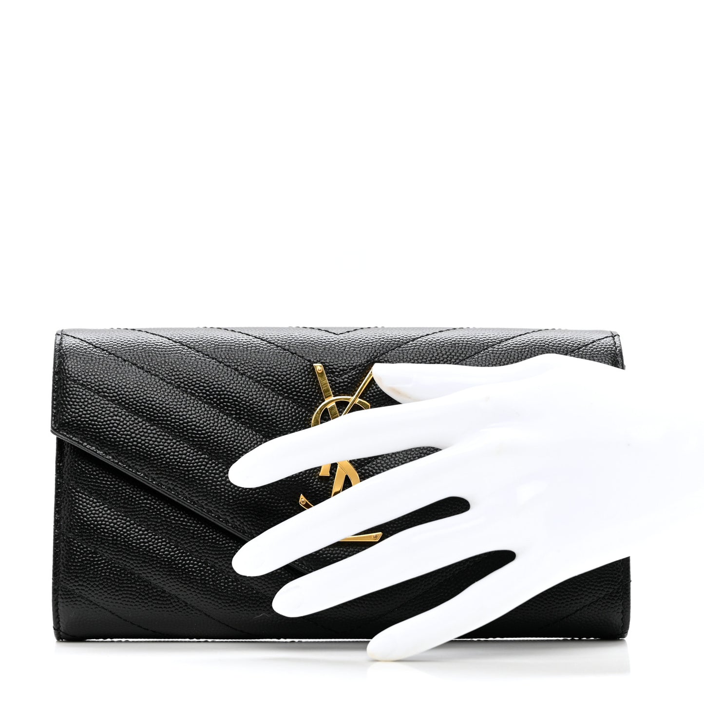 Grain De Poudre Matelasse Chevron Monogram Flap Wallet Black