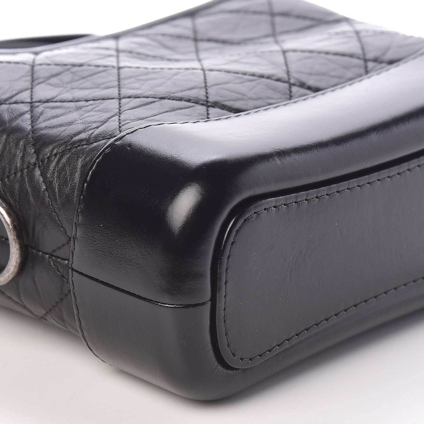 Aged Calfskin Quilted Small Gabrielle Hobo Black