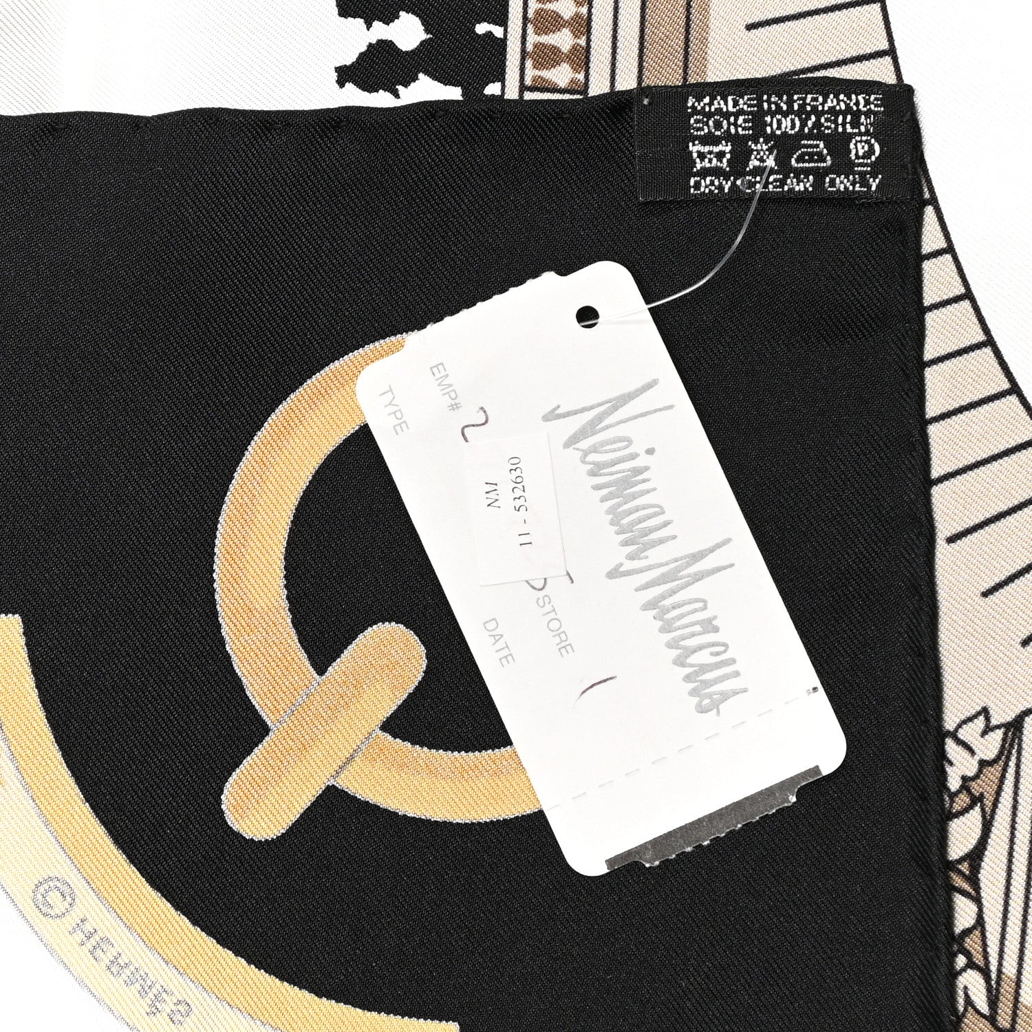 Hermes Silk Les Ponts De Paris Scarf 90 Black White 5 of 5