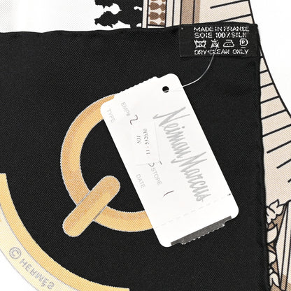 Hermes Silk Les Ponts De Paris Scarf 90 Black White 5 of 5