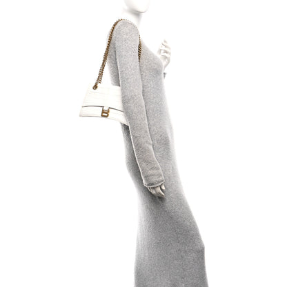 Balenciaga Extra Supple Calfskin Crocodile Embossed Small Crush Chain Bag Optic White 2 of 10