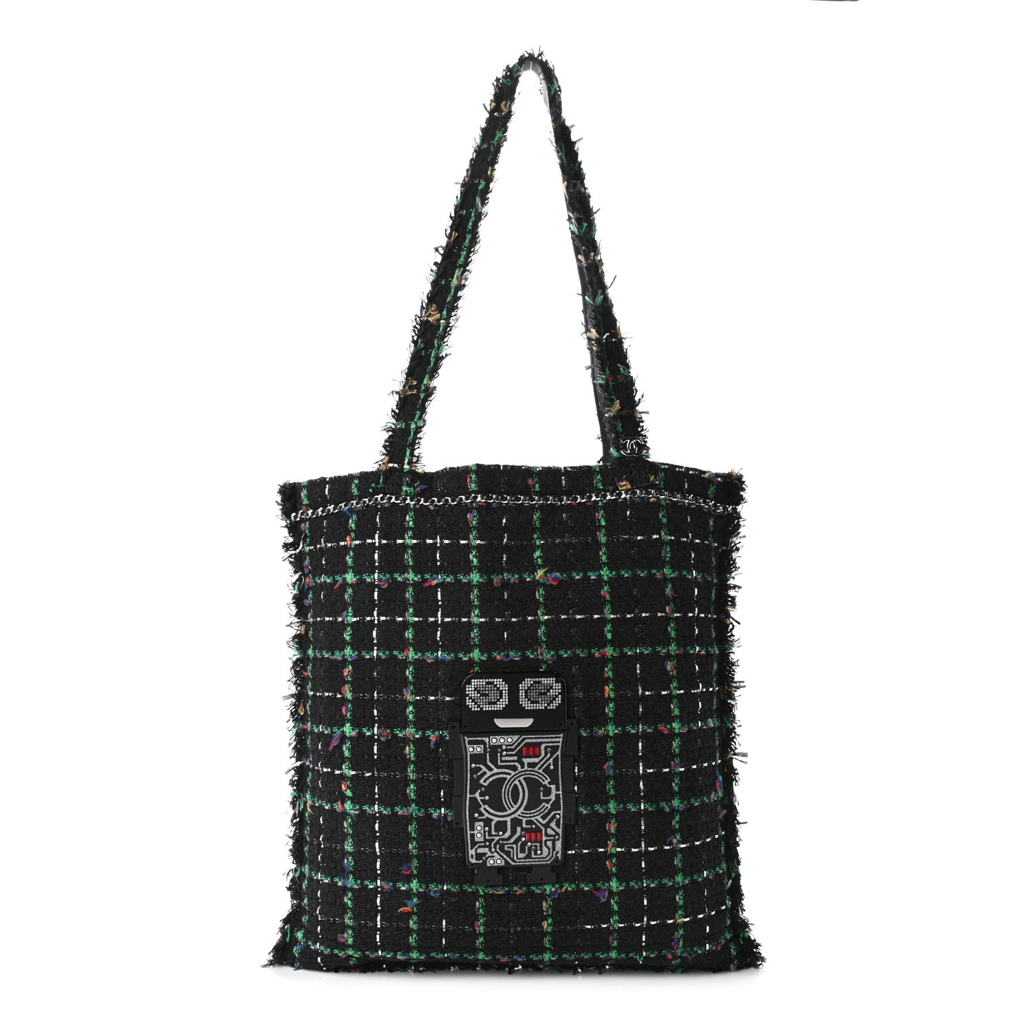 Chanel Tweed Resin Strass Large Robot Shopping Bag Black 1 of 4