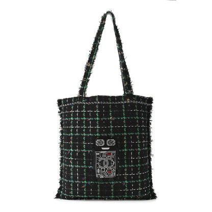 Chanel Tweed Resin Strass Large Robot Shopping Bag Black 1 of 4