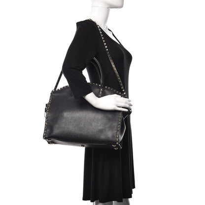 Valentino Garavani Vitello Rockstud Dome Shopper Black 1 of 11