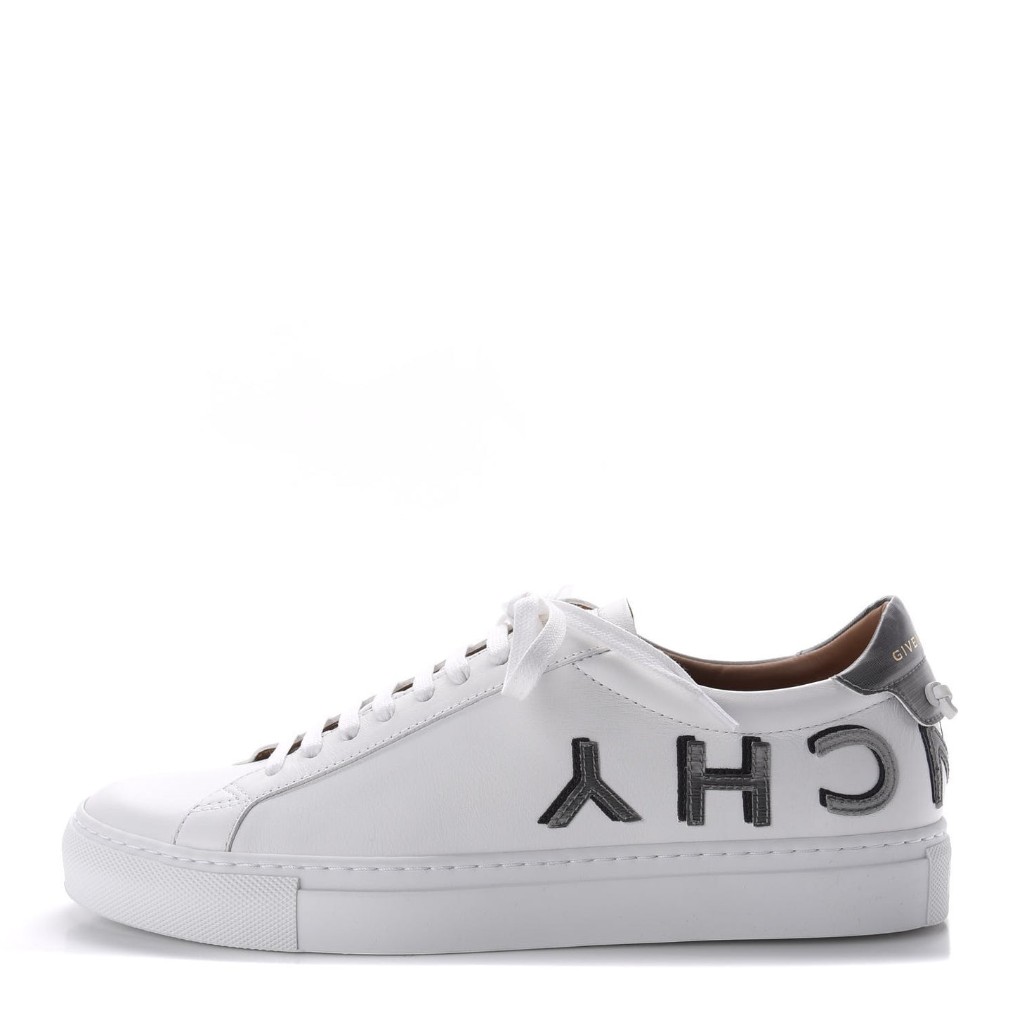 Calfskin Reverse Logo Urban Street Sneakers 40 White Grey