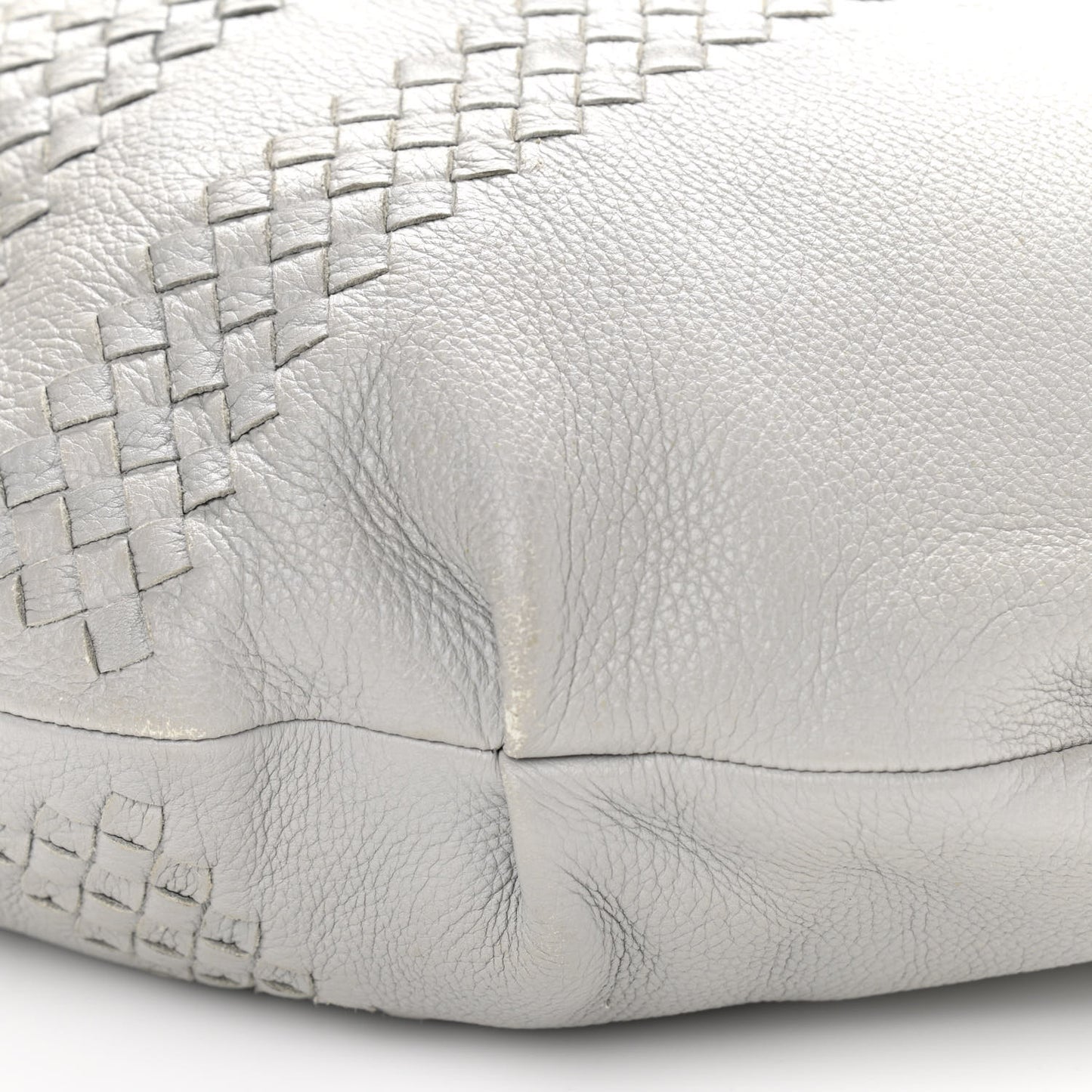 Cervo Deerskin Intrecciato Hobo Light Grey