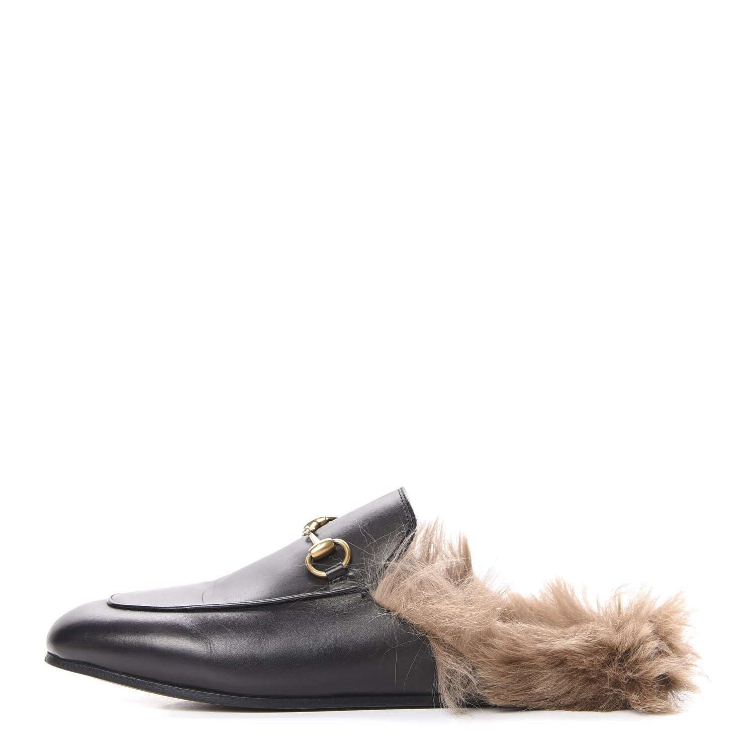 Gucci Calfskin Fur Womens Princetown Slippers 36 Black 1 of 8