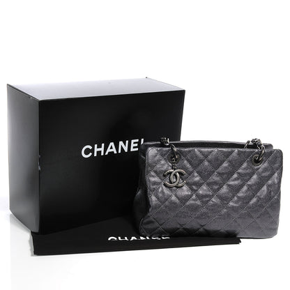 Chanel Caviar Timeless CC Large Zip Shopping Tote Dark Silver 5 of 8