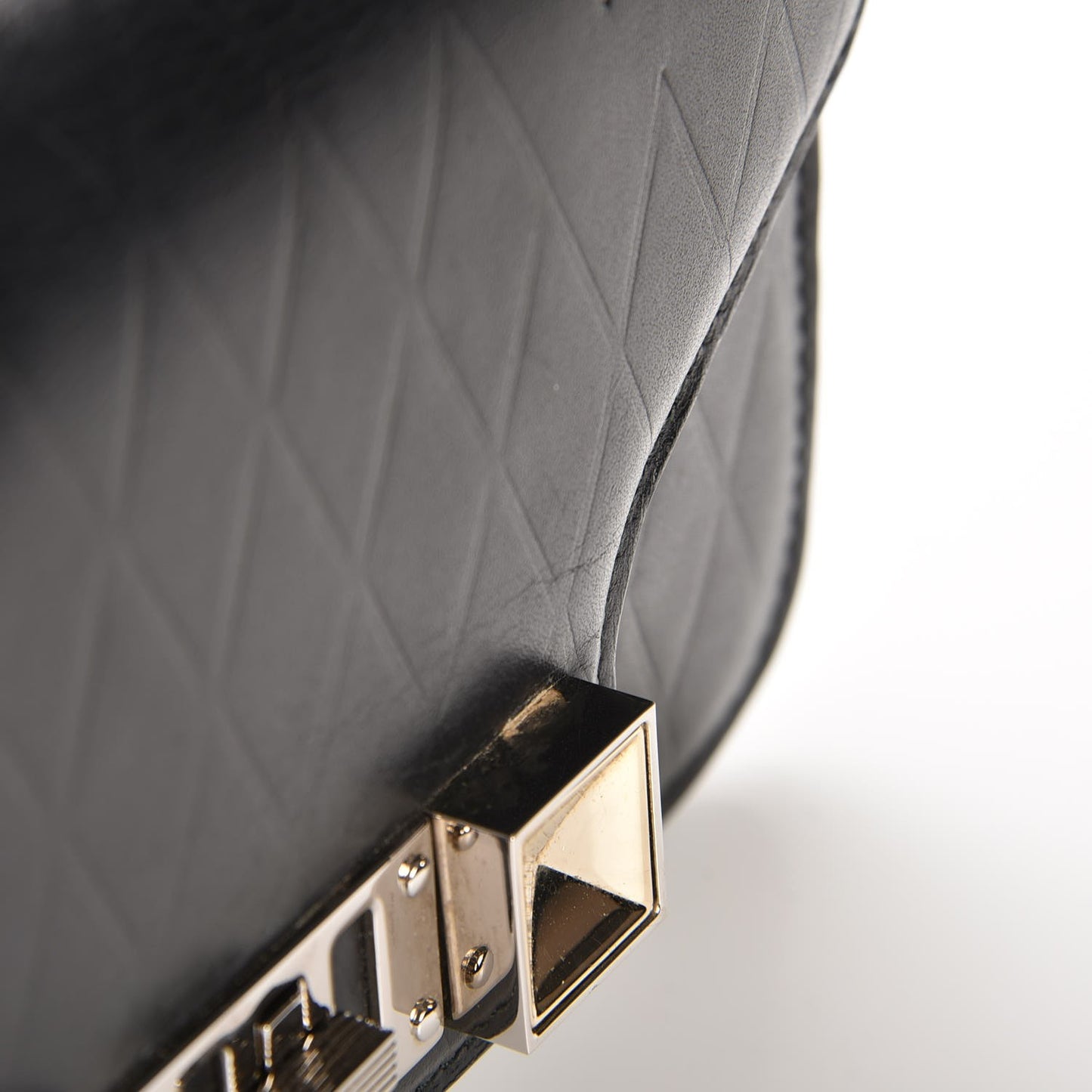 Calfskin Embossed Crosshatch PS11 Chain Wallet Black