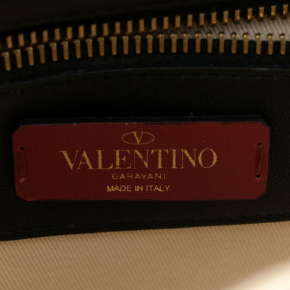Valentino Garavani Canvas Calfskin Medium Candystud Top Handle Bag Black Beige 10 of 19