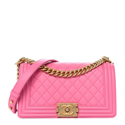 Chanel Calfskin Quilted Medium Boy Flap Pink 1 of 10