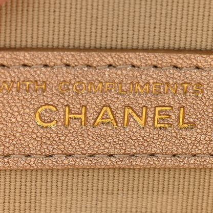 Chanel Metallic Lambskin Quilted Round Clip On Coin Purse Airpods Case Gold 8 of 10