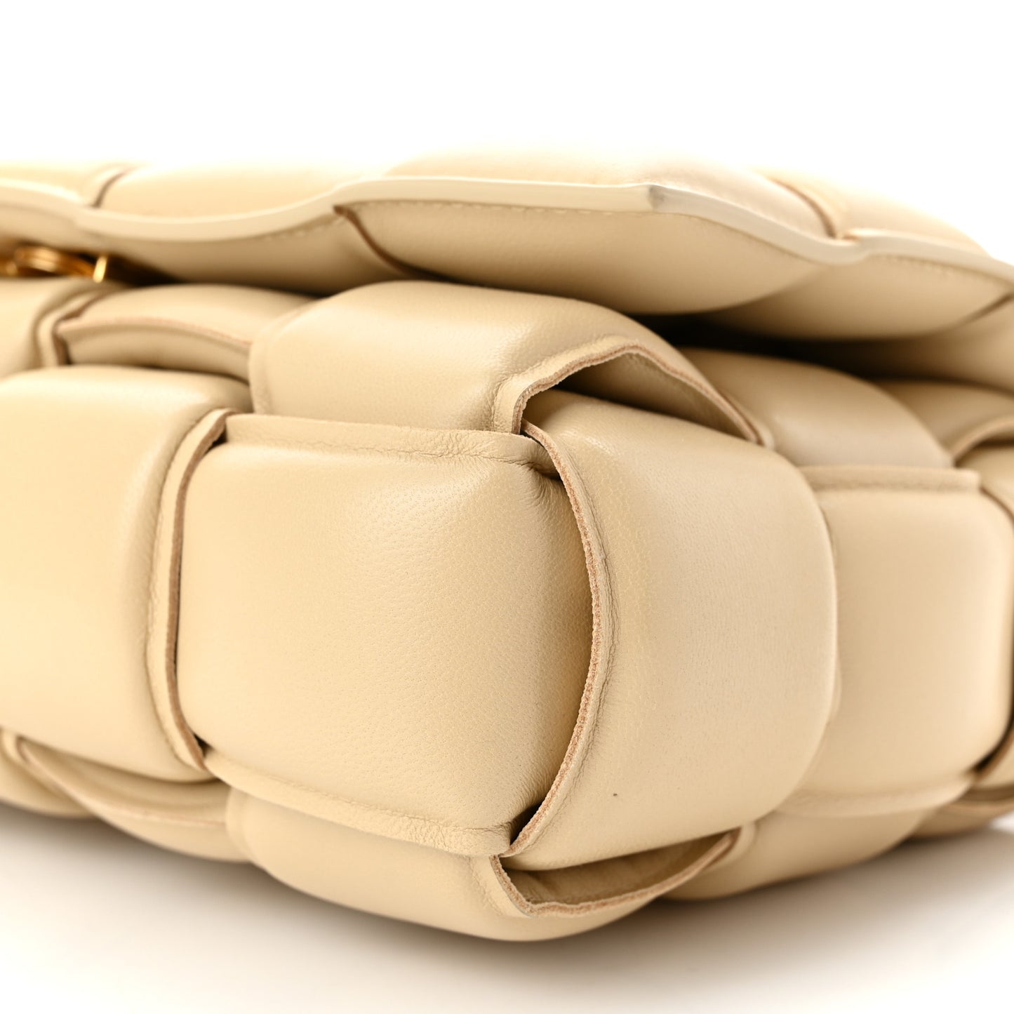 Lambskin Maxi Intreccio Padded Chain Cassette Crossbody Bag Porridge