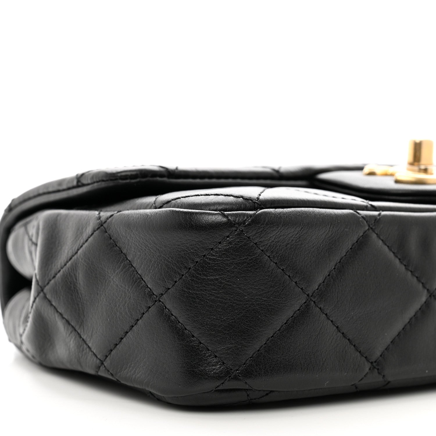 Chanel Calfskin Quilted Mini Rectangular Crystal Pearls Chain Flap Black 10 of 11