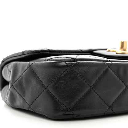 Chanel Calfskin Quilted Mini Rectangular Crystal Pearls Chain Flap Black 10 of 11