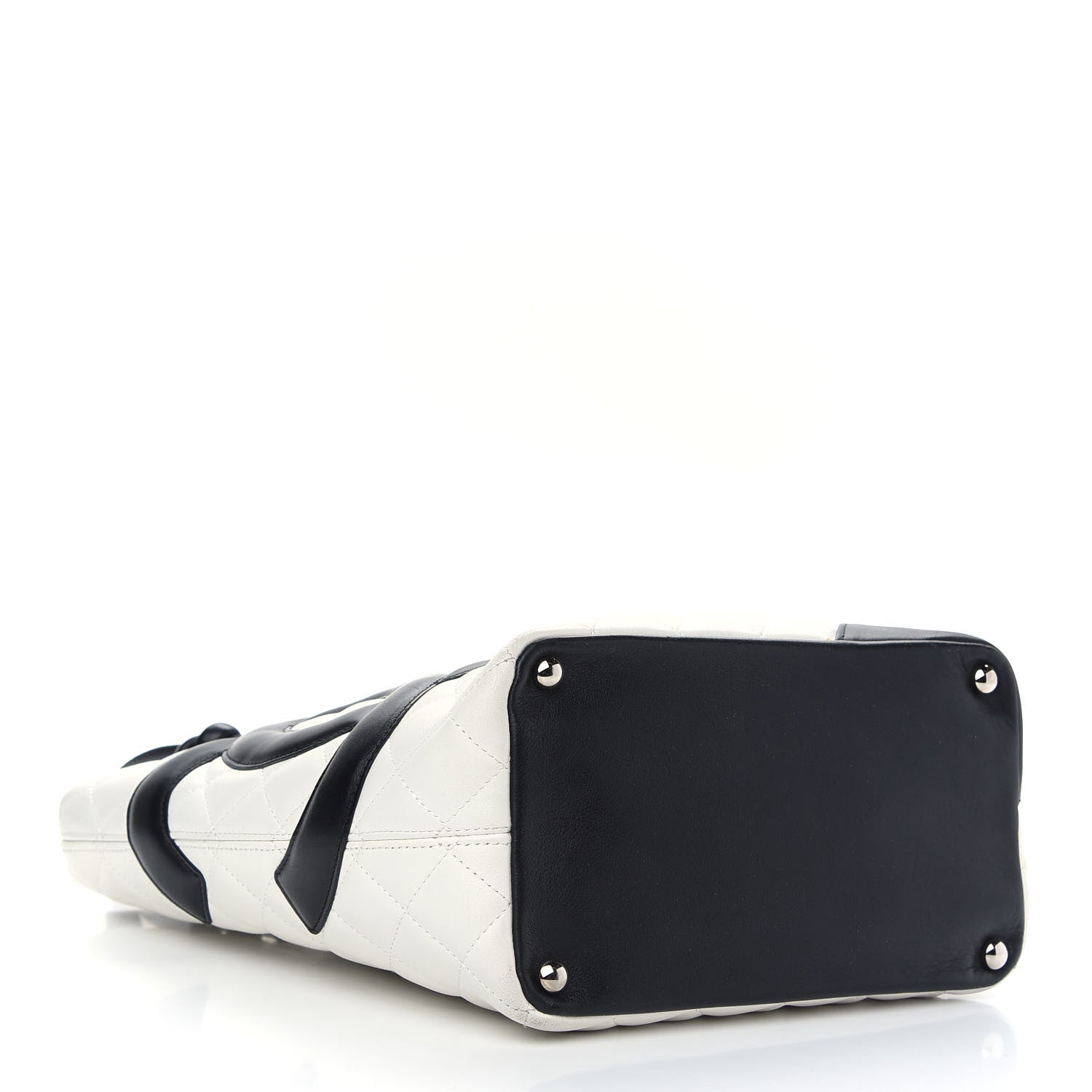 Chanel Calfskin Quilted Medium Cambon Tote White Black 3 of 8