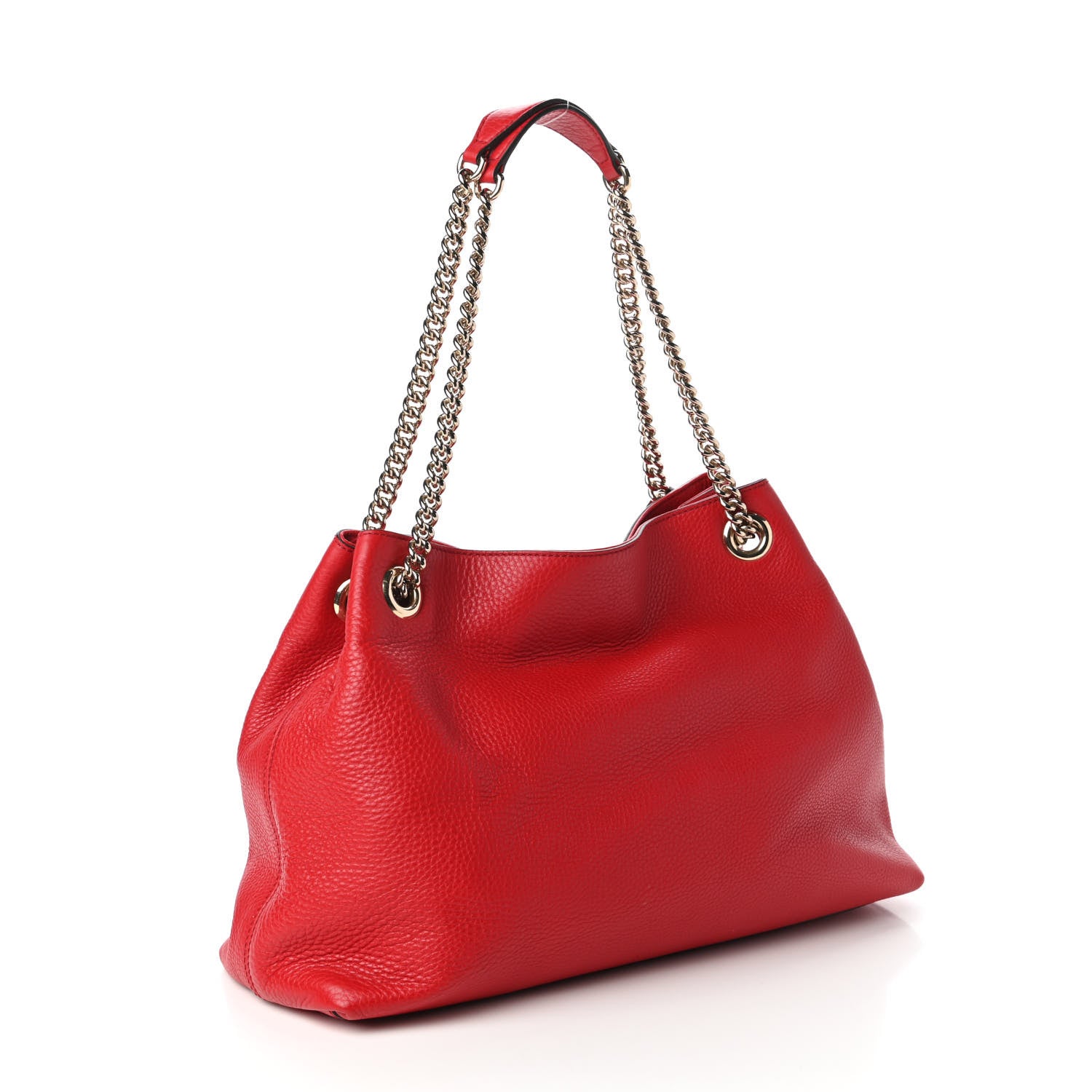 Gucci Pebbled Calfskin Medium Soho Chain Shoulder Bag Tabasco Red 3 of 10