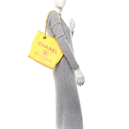 Chanel Mixed Fibers Calfskin Mini Deauville Tote Orange Yellow 2 of 9