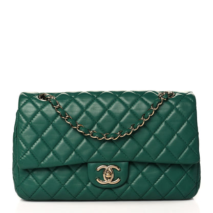 Chanel Lambskin Quilted Medium Double Flap Green 1 of 10