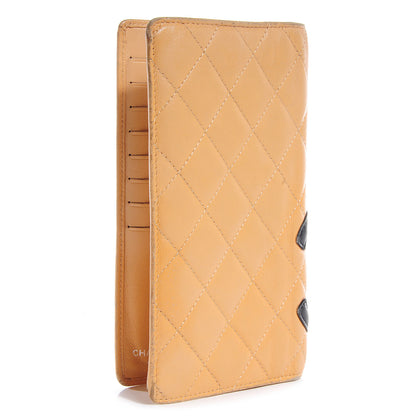Chanel Calfskin Quilted Cambon Yen Wallet Beige Black 3 of 8
