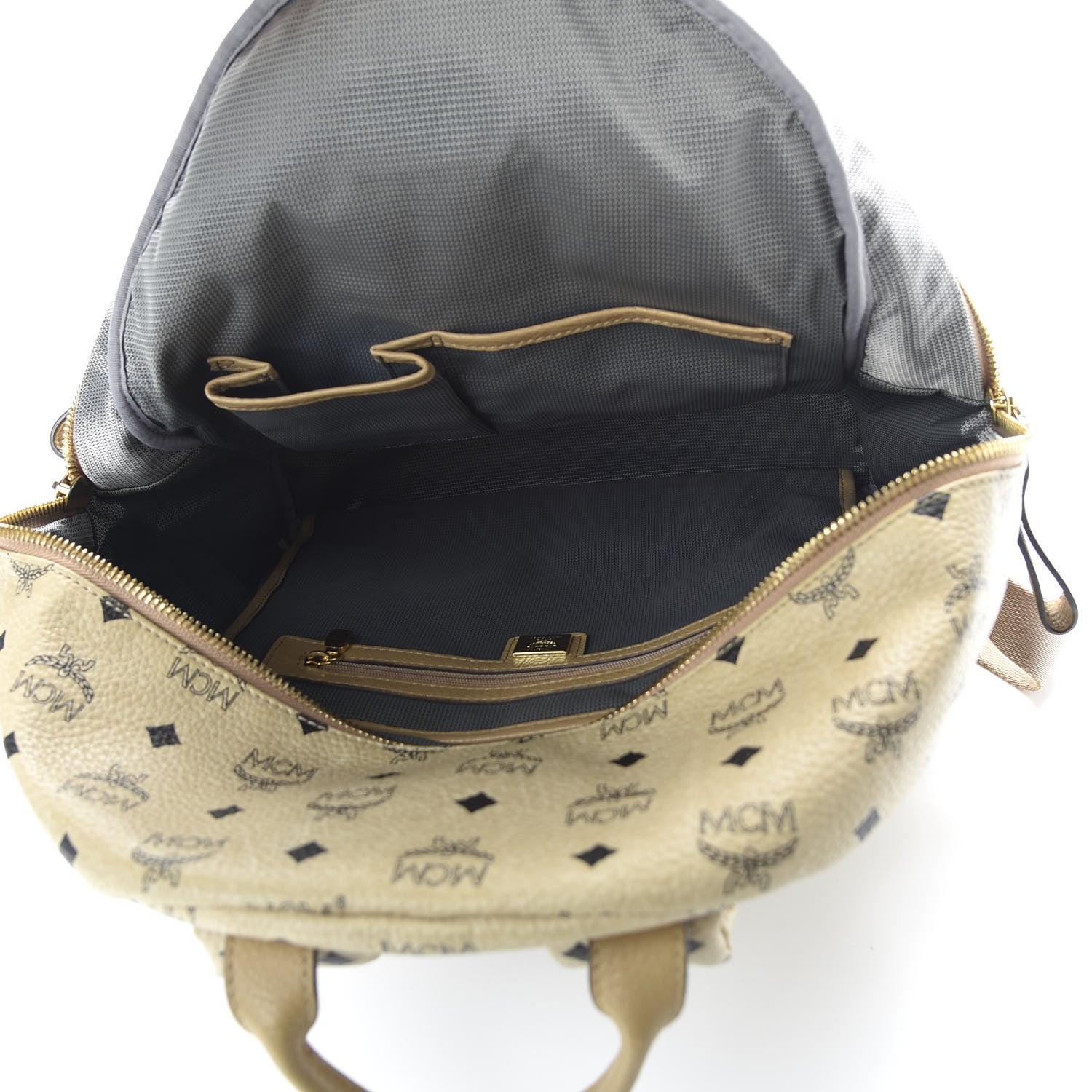 MCM Visetos Medium Side Studs Stark Backpack Beige 4 of 13