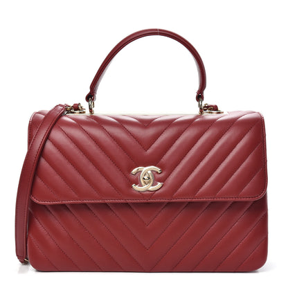 Chanel Lambskin Chevron Quilted Medium Trendy CC Dual Handle Flap Bag Red 1 of 13