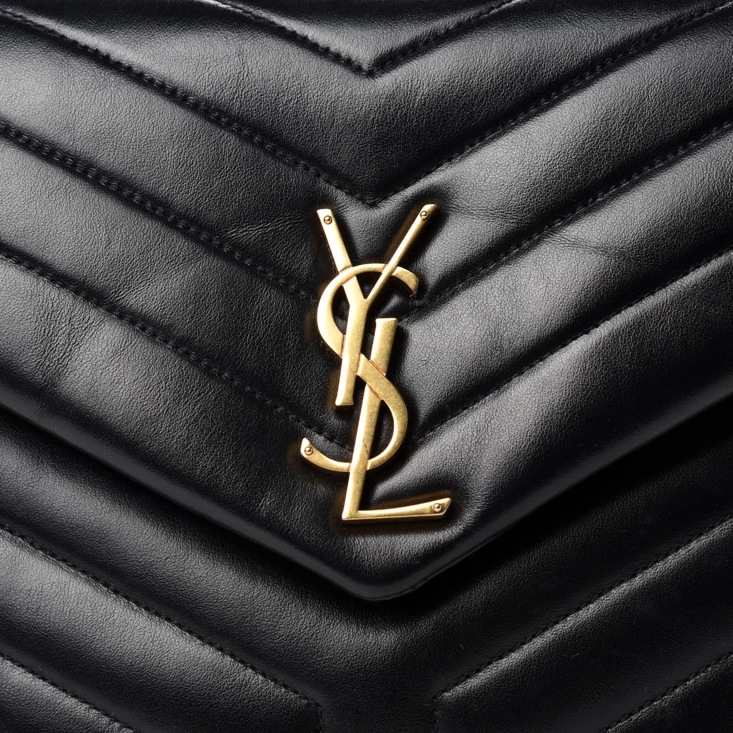 Calfskin Y Quilted Monogram Medium Loulou Chain Satchel Black