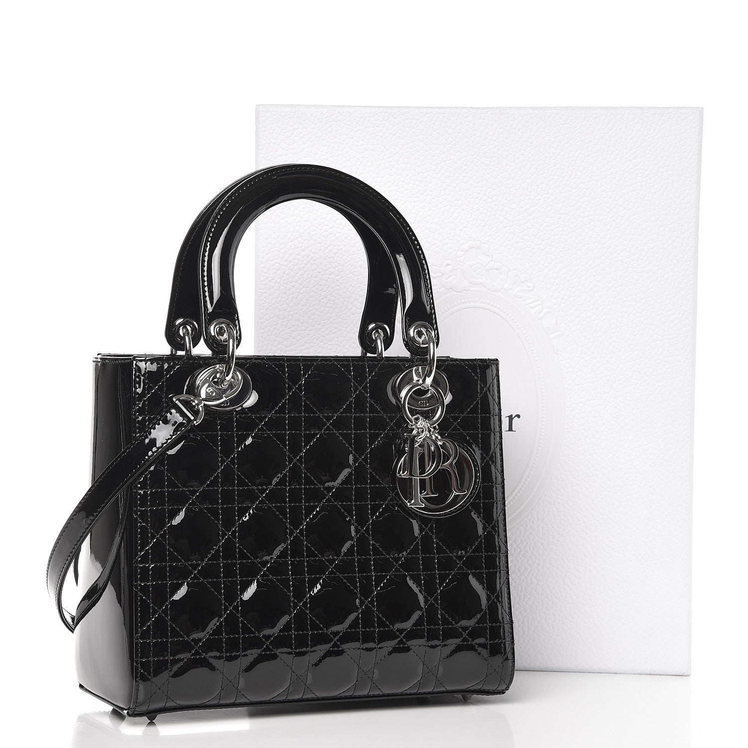 Christian Dior Patent Cannage Medium Lady Dior Black 9 of 9