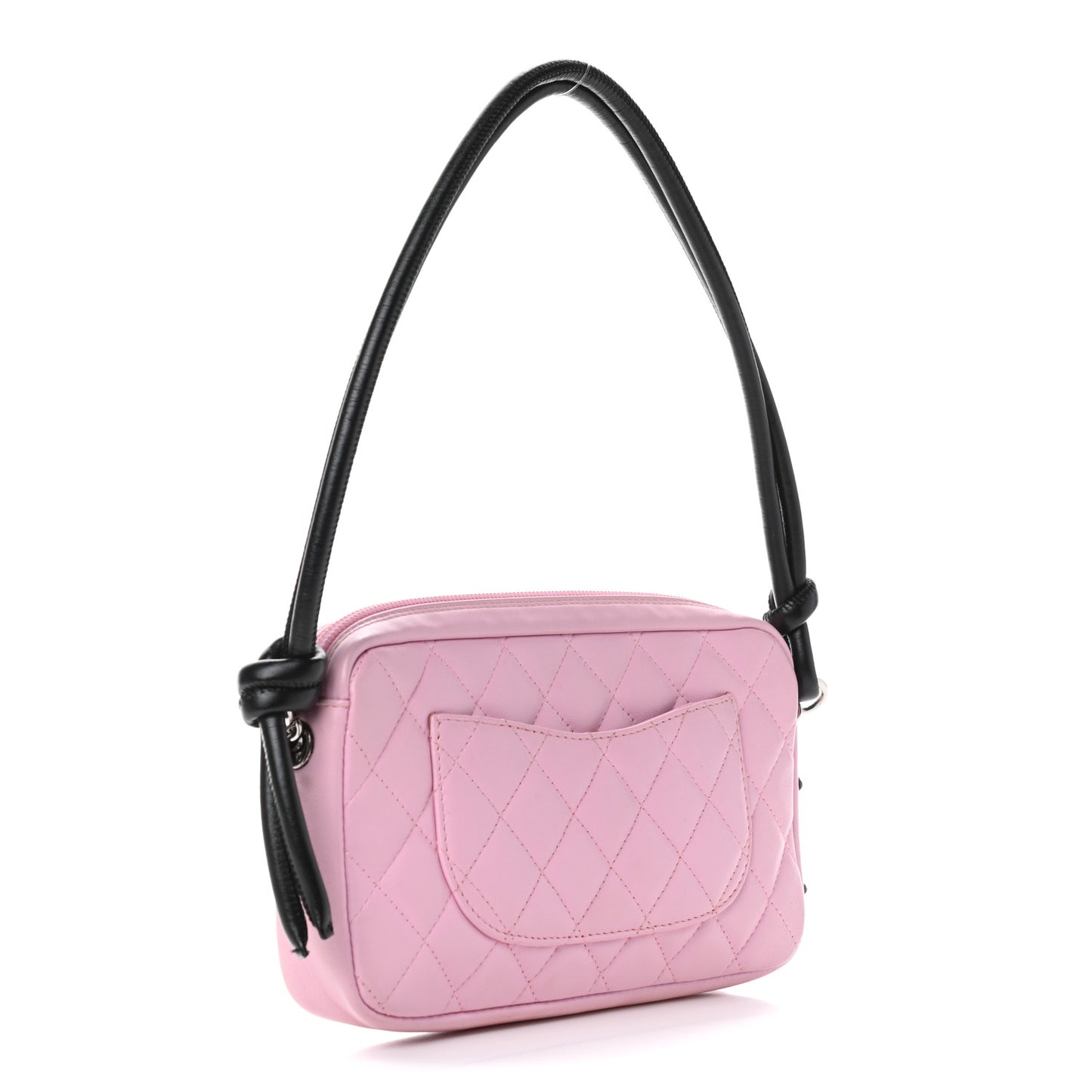 Calfskin Quilted Cambon Pochette Pink Black