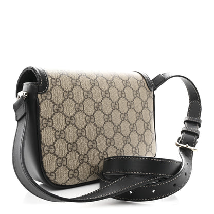 Gucci GG Supreme Monogram Horsebit 1955 Soft Small Shoulder Bag Beige Black 3 of 10