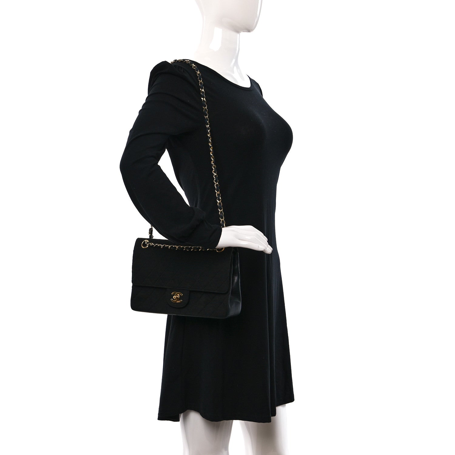 Chanel Jersey Quilted Medium Double Flap Black 2 of 11