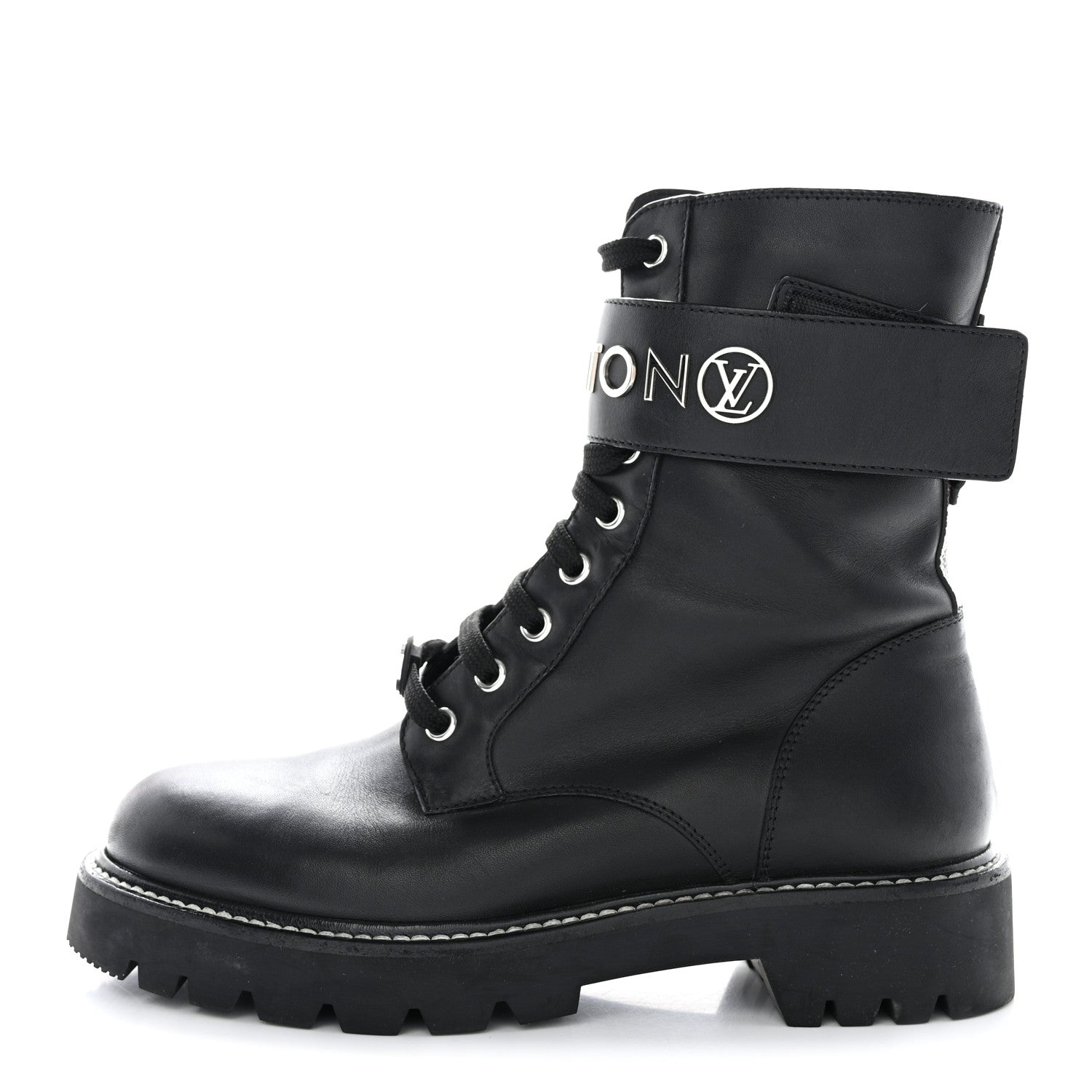 Louis Vuitton Calfskin Territory Flat Ranger Boots 37.5 Black 1 of 8