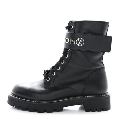 Louis Vuitton Calfskin Territory Flat Ranger Boots 37.5 Black 1 of 8